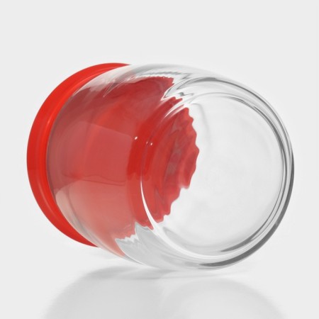 Bank for bulk products Cesni, 920 ml, red plastic cover-3