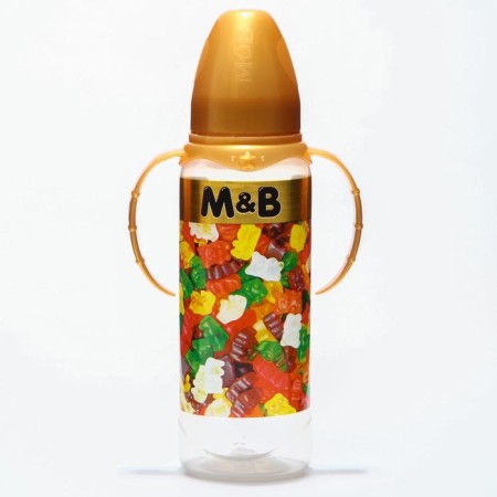 Bottle for feeding “Marmalade M&B”, classic throat, 250 ml., 0 months, cylinder, with handles-2