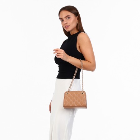 Female bag, zipper clutch, beige color-6