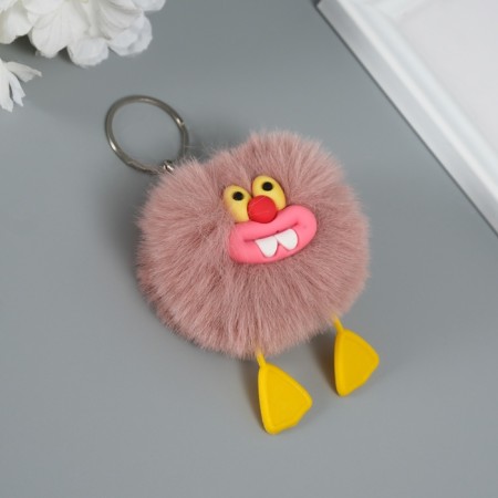 Fluffy on the ring "Zubastik" brown-pink 7.6x6x6 cm-2