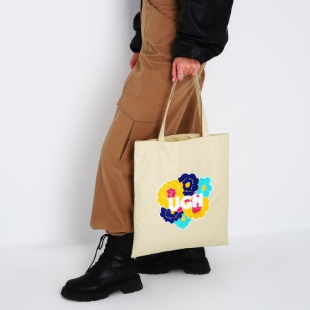Textile choper with ugh embroidery, 40x35 cm, beige color-1