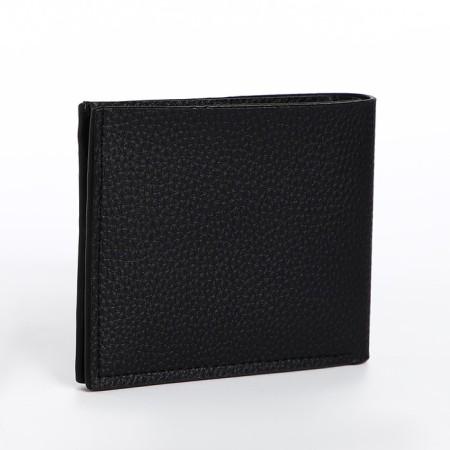 Male purse without fastening, department for maps, for bills, black color-1
