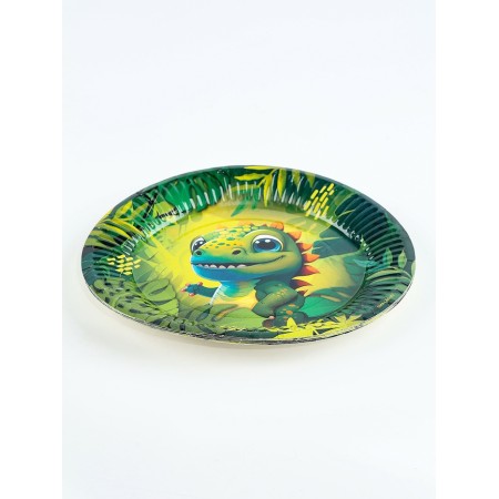 A set of paper dishes is a disposable "dinosaur" 6 plates, 6 glasses-5