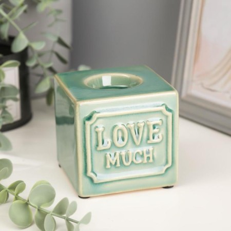 Ceramics candlestick for 1 candle "I love strongly" 8x8.2x8.3 cm