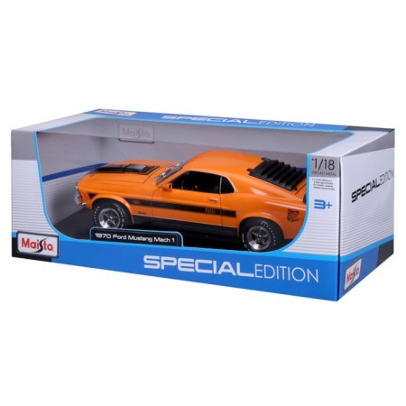 MASTO DIE-CAST 1970 FORD MUSTANG MACH 1, 1:18, Orange color with print-11