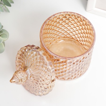 Casket Glass "Rombs and Dome" Caramel 14x8.2x8.2 cm-1