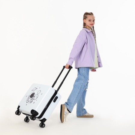 Small suitcase 20 "On a zipper, code castle, 4 wheels, white color-9