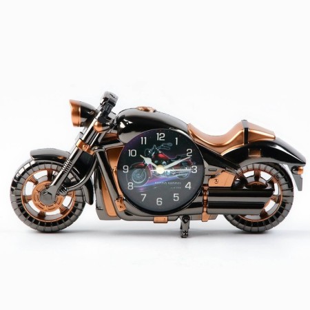 Clock - desktop's alarm clock "Retro motorcycle", discrete move, d -7.5 cm, 27 x 13 cm, aa-4