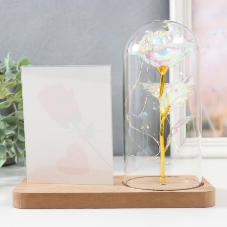 Photo frame 9x13 cm Light "Holography. Rose in a flask" from batteries 2xlr1130 9.8x19.5x18 cm-4