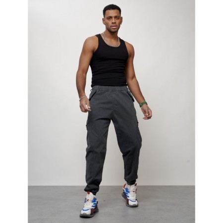Cargo jeans men, size 48, dark gray color-8