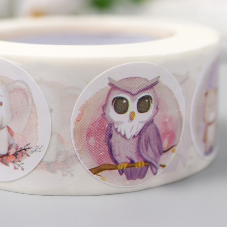 Stick Paper "Watercolor. Beast" d = 2.5 cm 500 pcs in a roll 3x6.5x6.5 cm-3