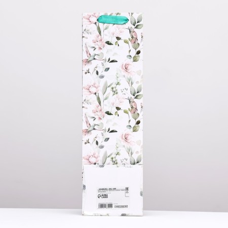 Package for the bottle "Flower combination", white 12 x 40 x 10 cm-1