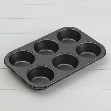 The form for baking the share "Jacqueline. Circle ", 31.6 × 21.8 × 3.5 cm, 6 cells, anti -stick coating, black color