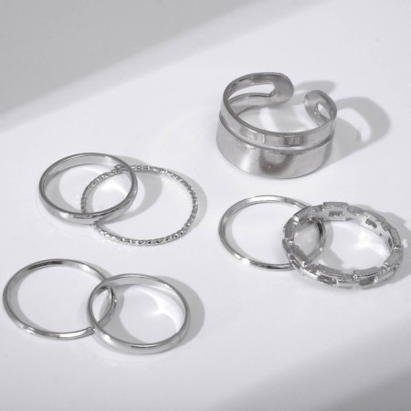 Set of rings 7 pieces "Subtleness", size mix, color silver-2