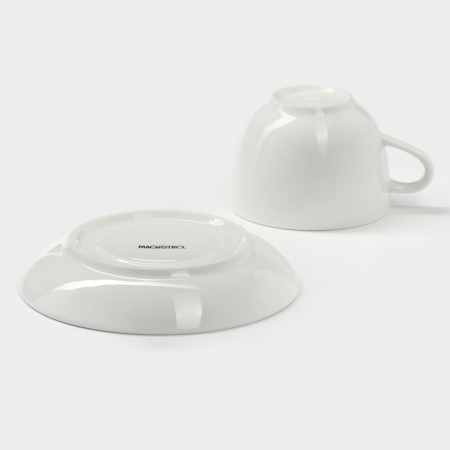 Tea steam porcelain Magistro "Blanche", 2 items: a cup 200 ml, a saucer d = 14.5 cm, white color-5