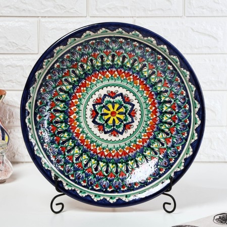 Largan Rishtan ceramics "Patterns", 33 cm, deep, blue-1