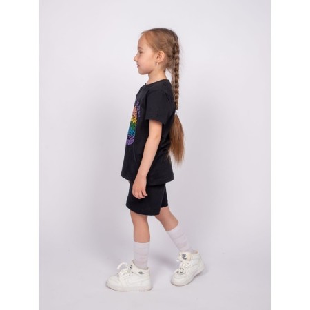 Kit for girls (T -shirt, shorts), height 110 cm, black color-4