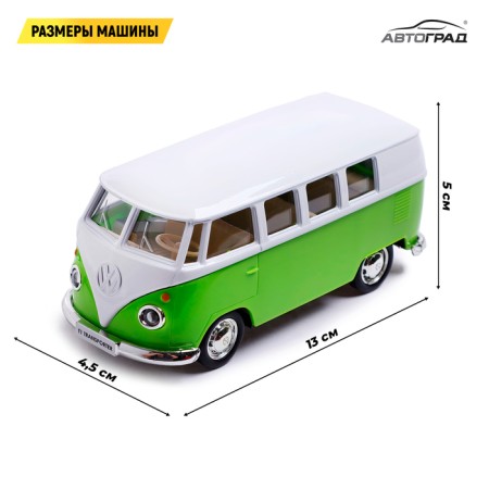 Metal Metal Volkswagen Transporter T1, 1:32, doors, inertia, green color open-1