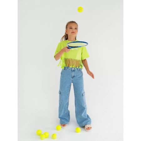 T -shirt for girls, height 146 cm, light green color-5