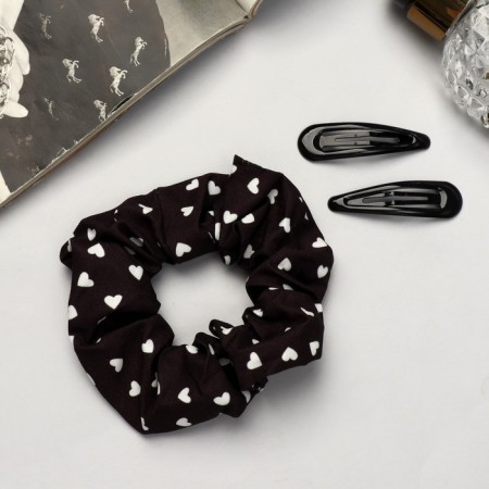 Hair set "Emilia" (elastic band, 2 invisibility 4.5 cm) hearts, black-1