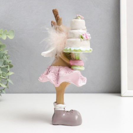 Souvenir Polystone "Olenikha in a pink skirt with a cake" 9.5x10x19.5 cm-1