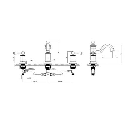 Timo ADELIA 6021/04F sink mixer, two -wound, black antique-1