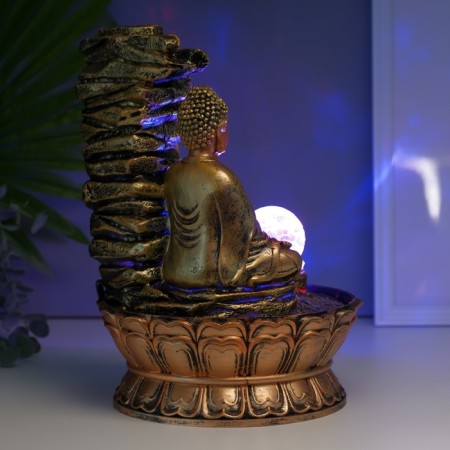 Table Polystone Foundation 220V "Buddha at a cliff with bowls" 30x21x21 cm-5