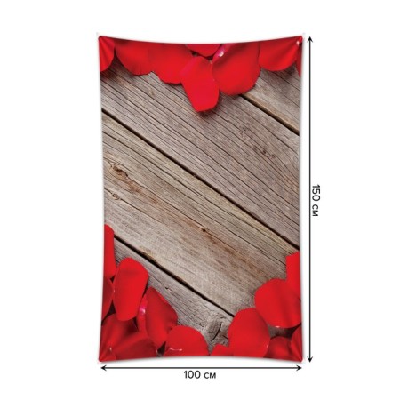 Decorative panel with photo printing "Heart from roses", vertical, size 100x150 cm-1