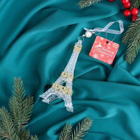 Jewelry decoration "Eiffel Tower Shine" 6.5x14.5 cm, transparent gold-2