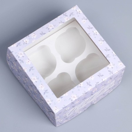 Capley box, confectionery packaging with a window, 4 cells "Pattern", 16 x 16 x 10 cm-1