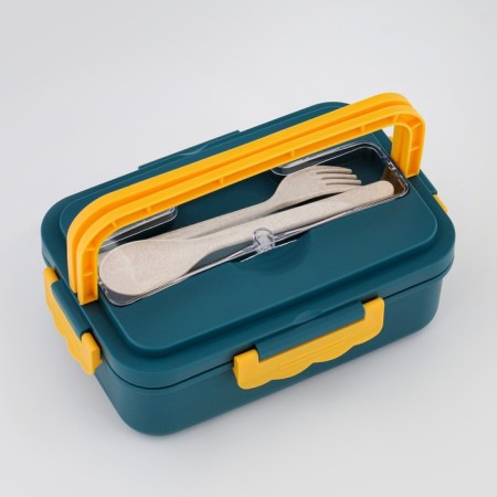 Lunch box, 800 ml, with instruments, 12 x 7.6 x 20 cm, turquoise-1