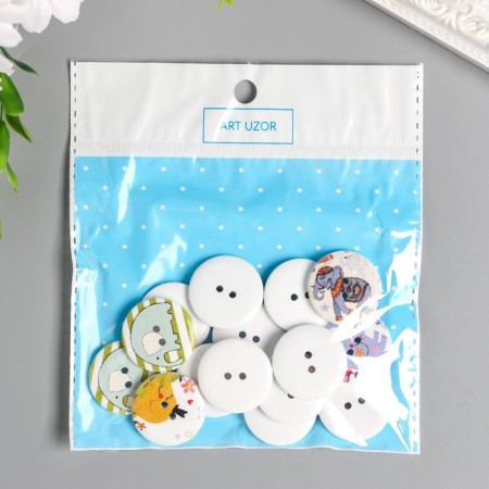 A set of buttons of decorative wood "Elephants" set 15 pcs mix 2.5x2.5 cm-5