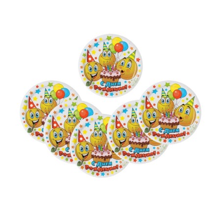 Disposable Boisan Bo cane "Happy Birthday" emoticons and cakes, 18 cm-1
