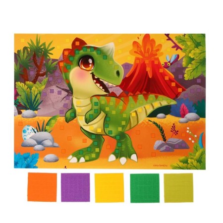 Set for creativity. Soft mosaic A4 "Dinosaur in the jungle"-2