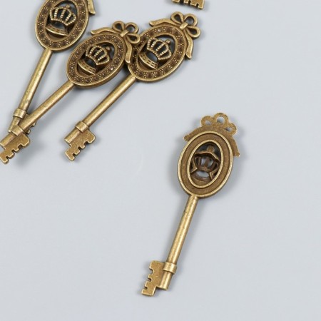 Decor for creativity Metal "Key with a crown" set of 5 pcs of bronze 1.6x5.7 cm-1