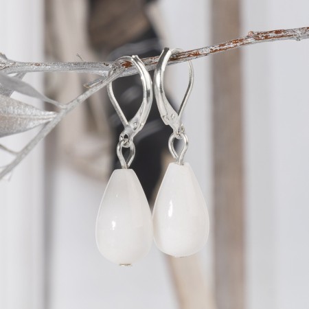 Earrings Sterpowing a drop "Agate White"