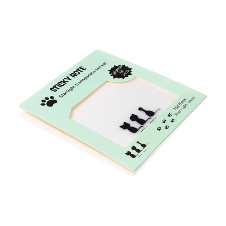 Block with a sticky edge of 75mm x 75mm 50l plastic transparent with cat sparkles-2