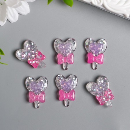 Decor for creativity Plastic "Laughter-Health with a pink bow" 2.5x1.8 cm-2