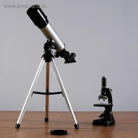 Set of telescope 90s, d = 50mm + microscope 1200x, with backlight, 2AA