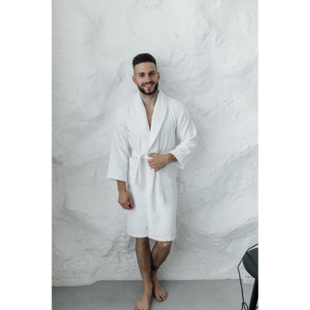 Tainted male bathrobe, size 46, white color-7