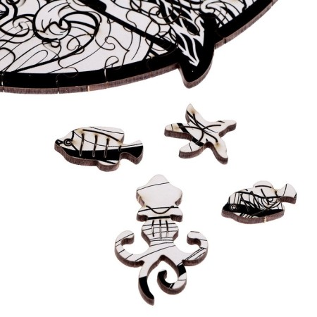 Puzzle wooden figured "Ocean power", black and white-6