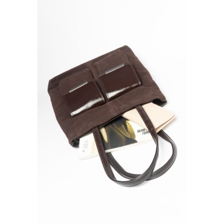Bag Tout Women, Natural suede, Ludor Brown, 35x11x30 cm-4
