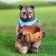 Garden figure-feeder for animals "Bear with stump" Polystone, 23 cm, medium, winter