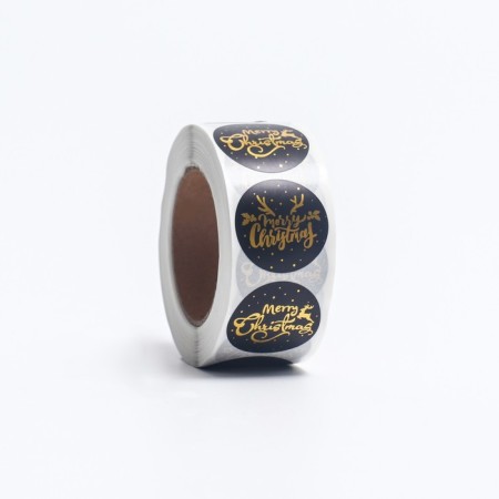 Stickers with embossing in the roll "Merry Christmas!", 500 pcs, 2.5 x 2.5 cm-2