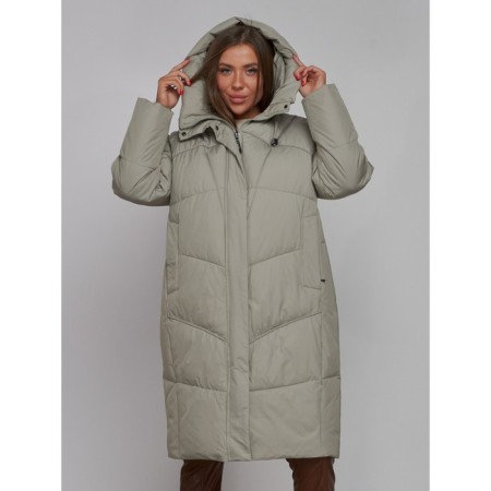 Coat insulated winter female, size 44, green color-4
