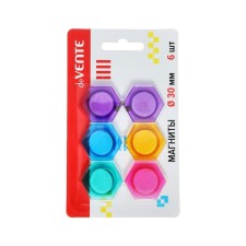Magnets for boards 30 mm, 6 pieces, Devente hexagon, mix x 4 colors, cardboard box