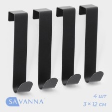 A set of metal distant hooks Savanna Black Loft Door Long, 4 pcs, 3 × 12 × 2.2, door 1.8 cm