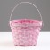 Wicker basket, d17 x 12 x 22 cm, pink, bamboo