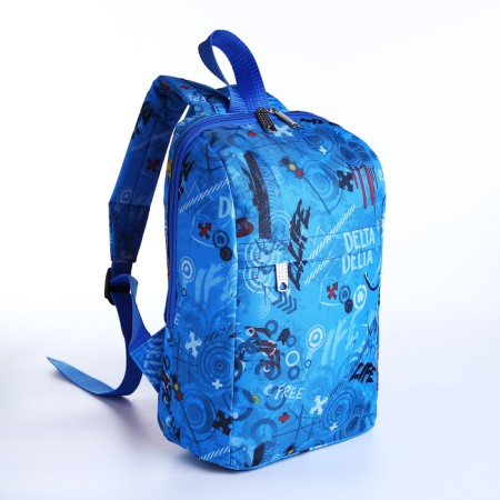 Baby backpack on lightning, 2 outer pockets, blue color