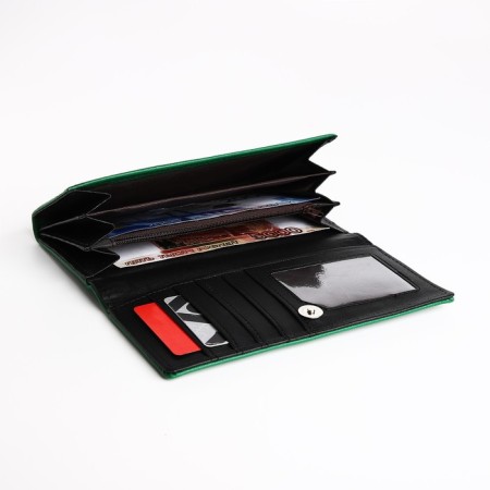 Women's wallet on magnet, green color-3